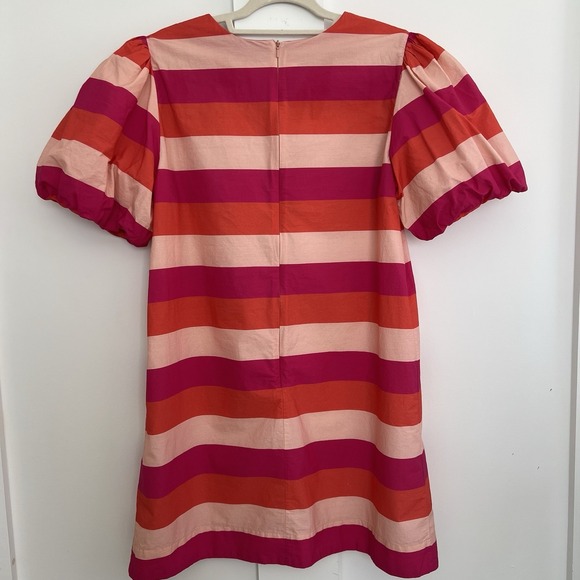 Olivia James The Label Bellini Stripe Louise Dress,Puff Sleeve,Preppy Sz L India - Picture 7 of 11